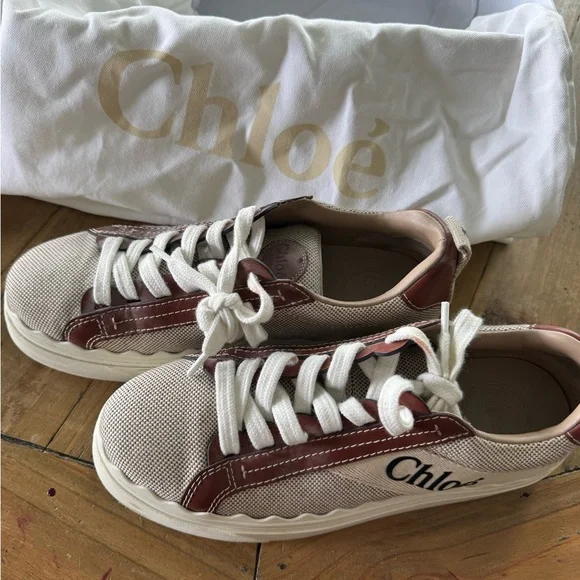 Chloe Beige and Brown Sneakers - Picture 3 of 5